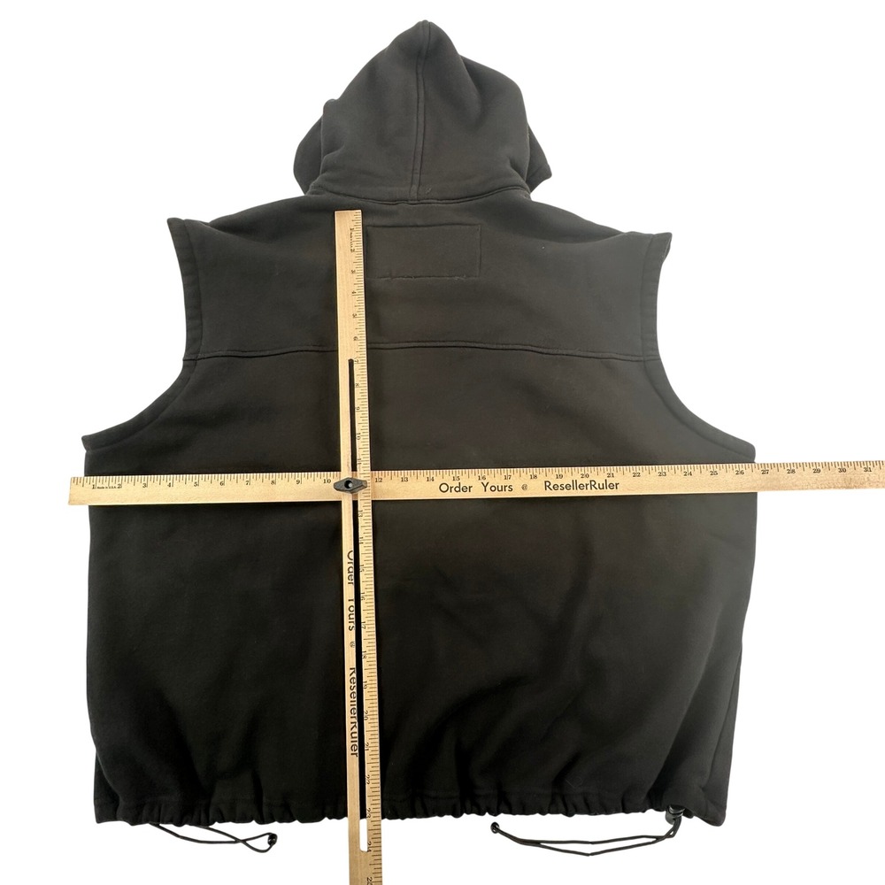Harley Davidson Mens XL Leather Hooded Vest Black Full Zip Biker RN103819 - Picture 10 of 12